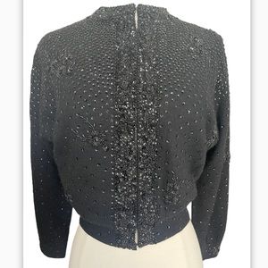 Vintage Beaded Sequin Cropped Lambswool Angora Sweater Blums Vogue Chica…